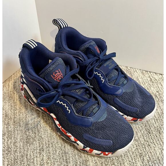 ADIDAS D.O.N. ISSUE #3 GCA LOW TRAINER BASKETBALLS MEN SHOES NAVY/RED SIZE 9 - Picture 1 of 7